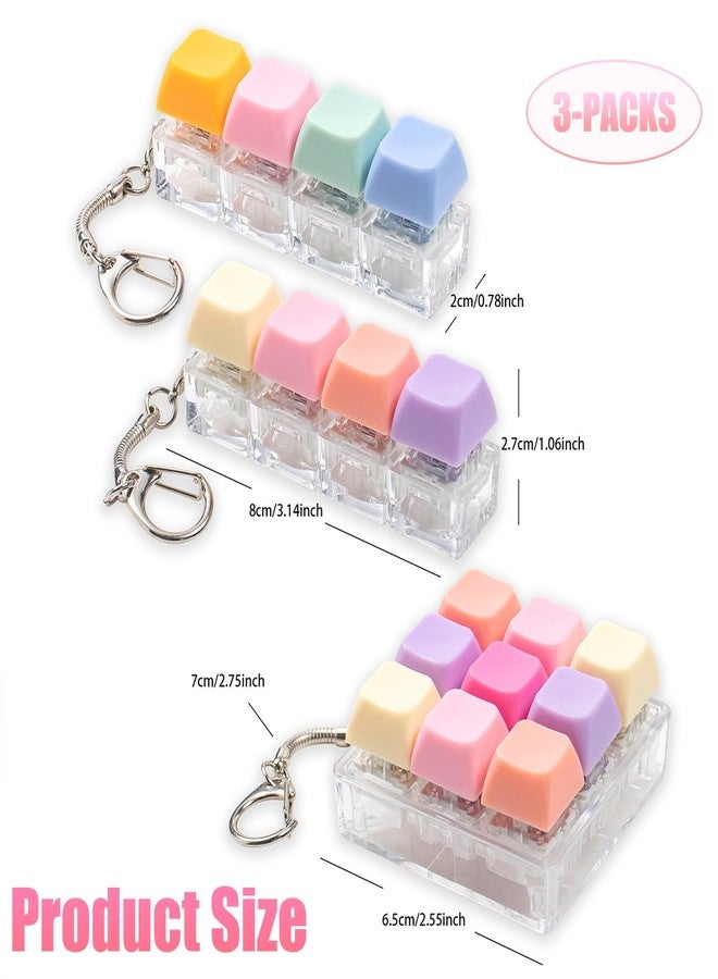 Gliging 3 Pcs Keyboard Fidget Toy, Colorful Loud Fidget Keyboard Keychain 4-in-1 Keyboard Clicker Fidget Toy Stress Relief, 9Key Fidget Clicker Toys for Anxiety Decompression (Orange Pink) - Image 4